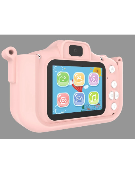 Kids Photo Camera Digital Bubble Micro SD 2 "IPS HD Screen Pink + Cover Unicorn